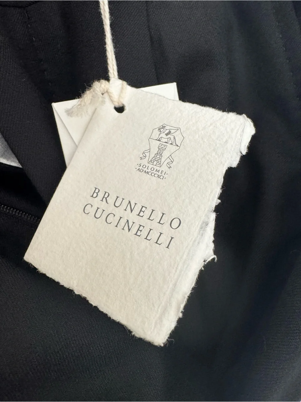 NWT Brunello Cucinelli Black Three-Button Notch Lapel Blazer and Pants, EU 46